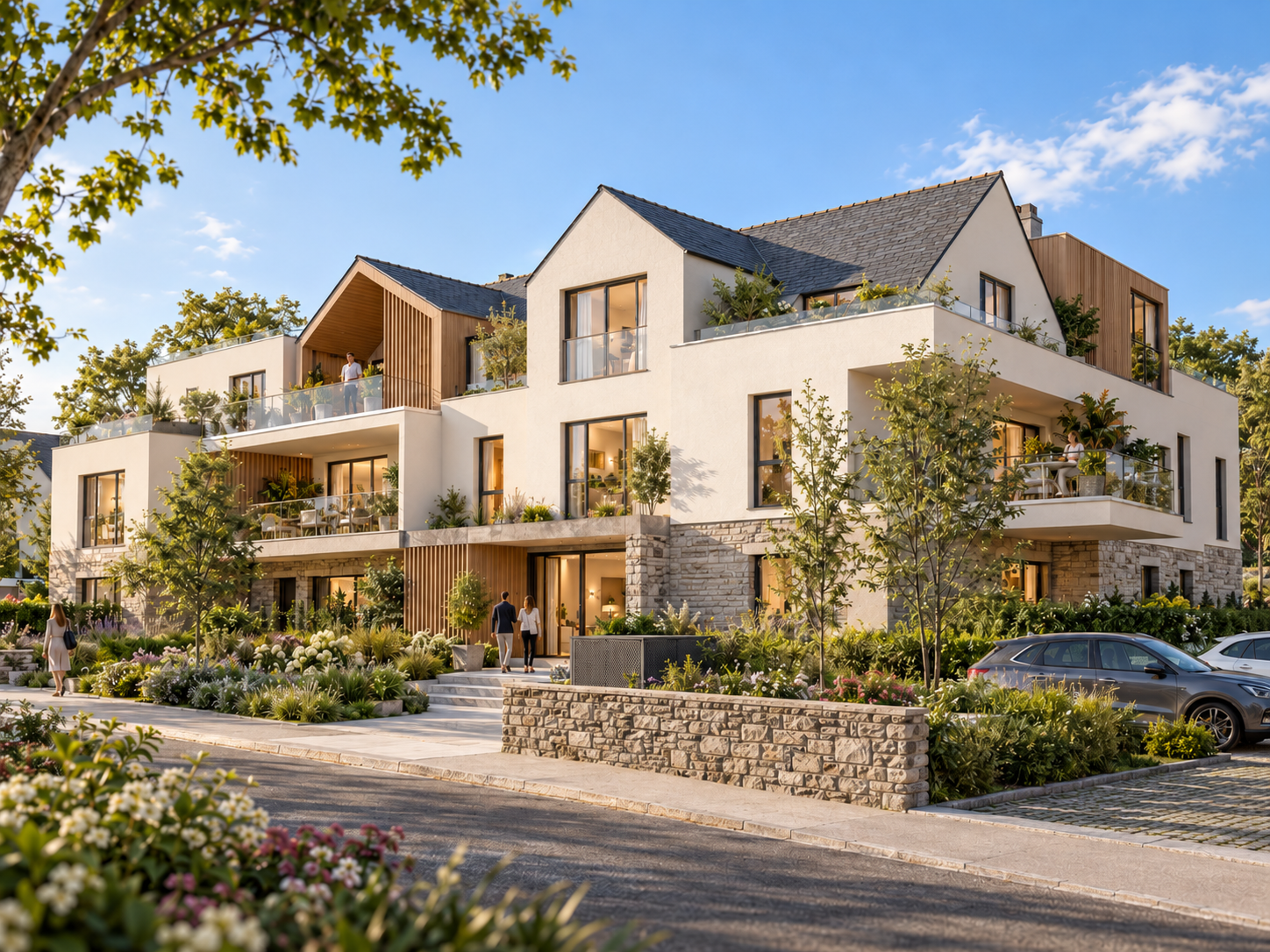 Résidence contemporaine avec maisons et appartements